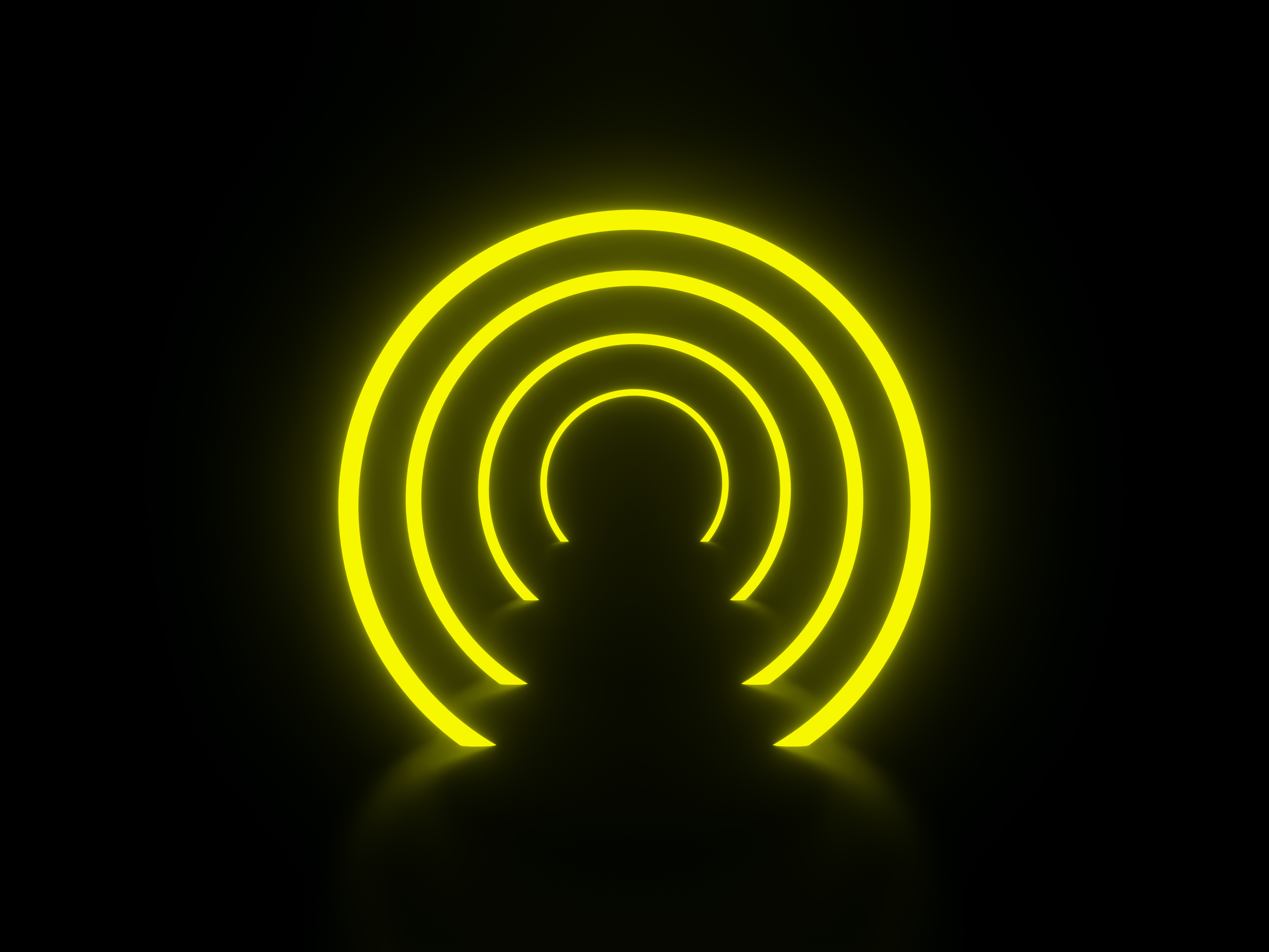 3D Rendering Yellow Circles Neon